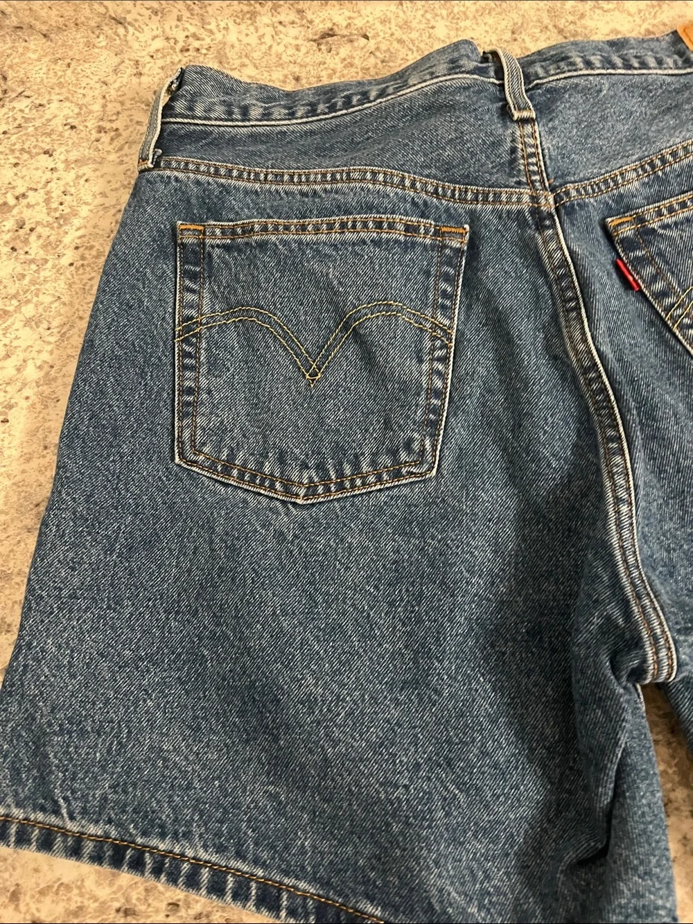 Levi's Blue High-Rise Denim Shorts button fly
